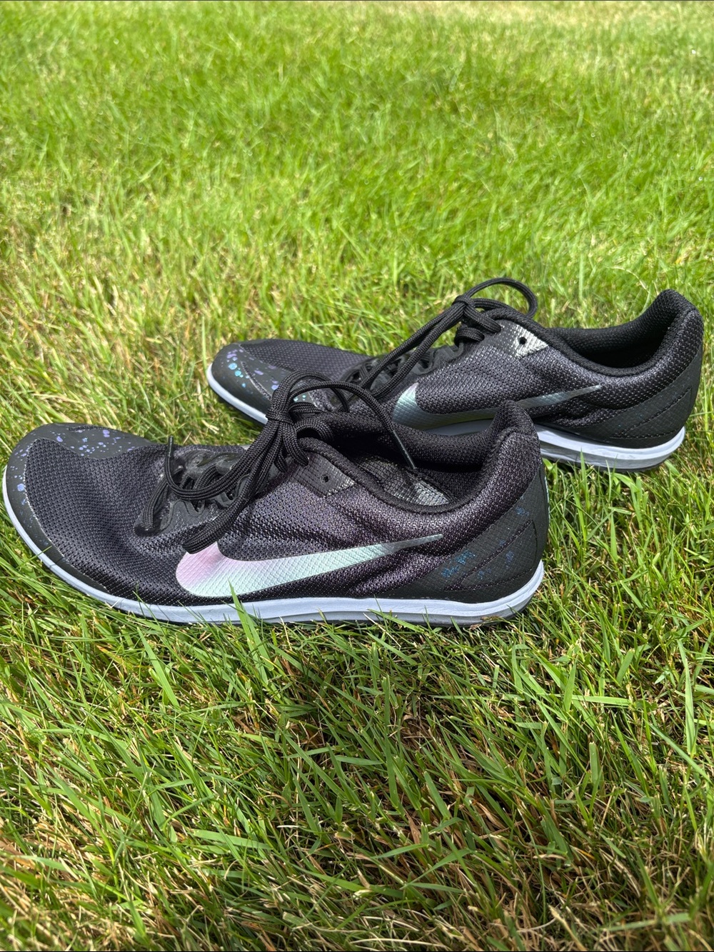 Nike Men's Zoom Rival D Track and Cross Country Spikes Black with Silver Swoosh - Picture 2 of 7